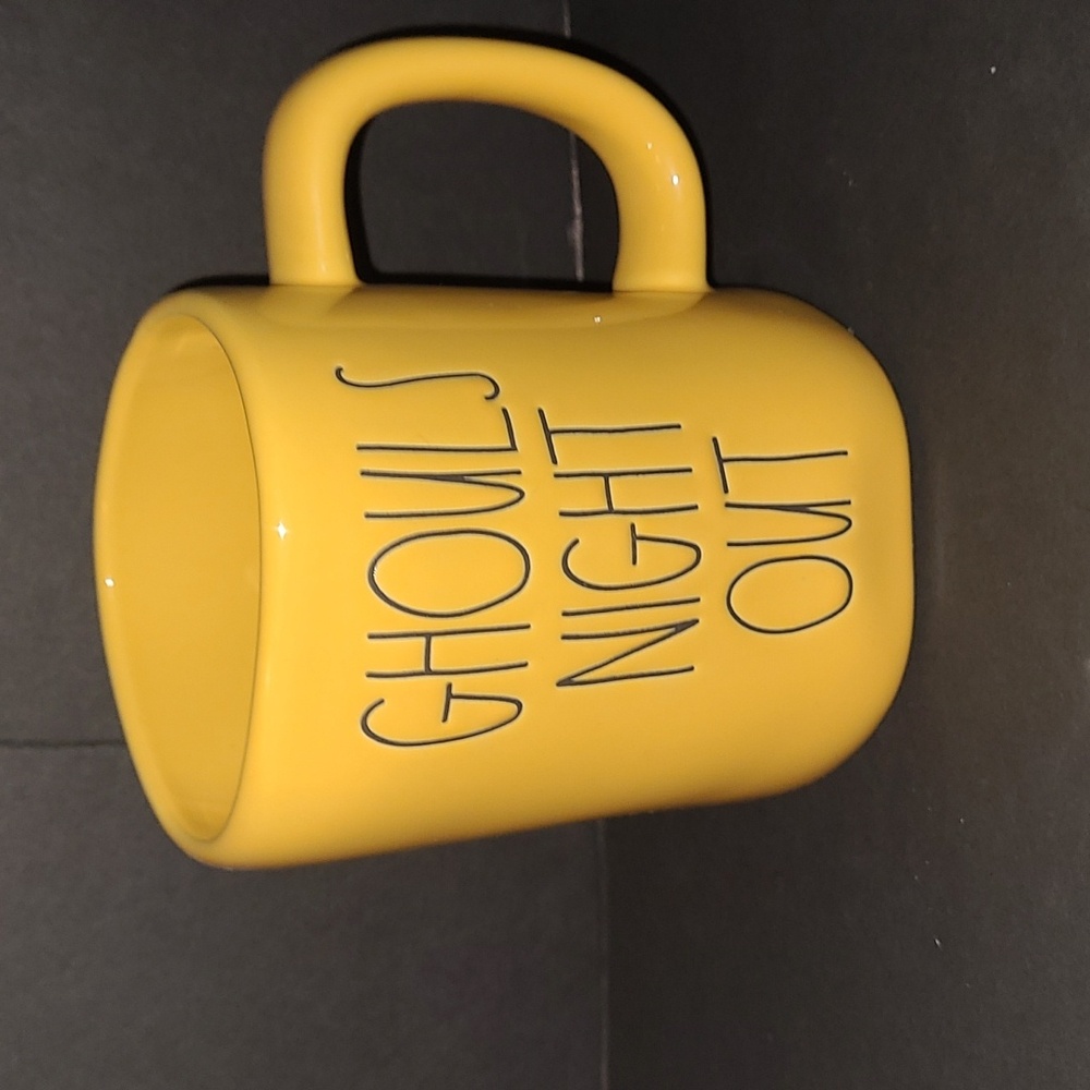 Rae Dunn Magenta Yellow Ghouls Night Out Halloween Mug
